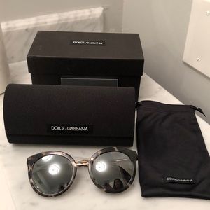 Dolce & Gabbana Tortoiseshell Frame Sunglasses with Silver Mirrored Lenses